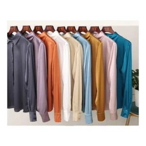 Women's 93% Mulberry Silk Long Sleeve Satin Shirt